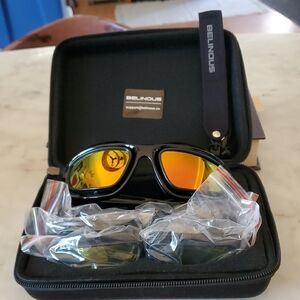 Belinous Sunglasses with Case - Black and Orange